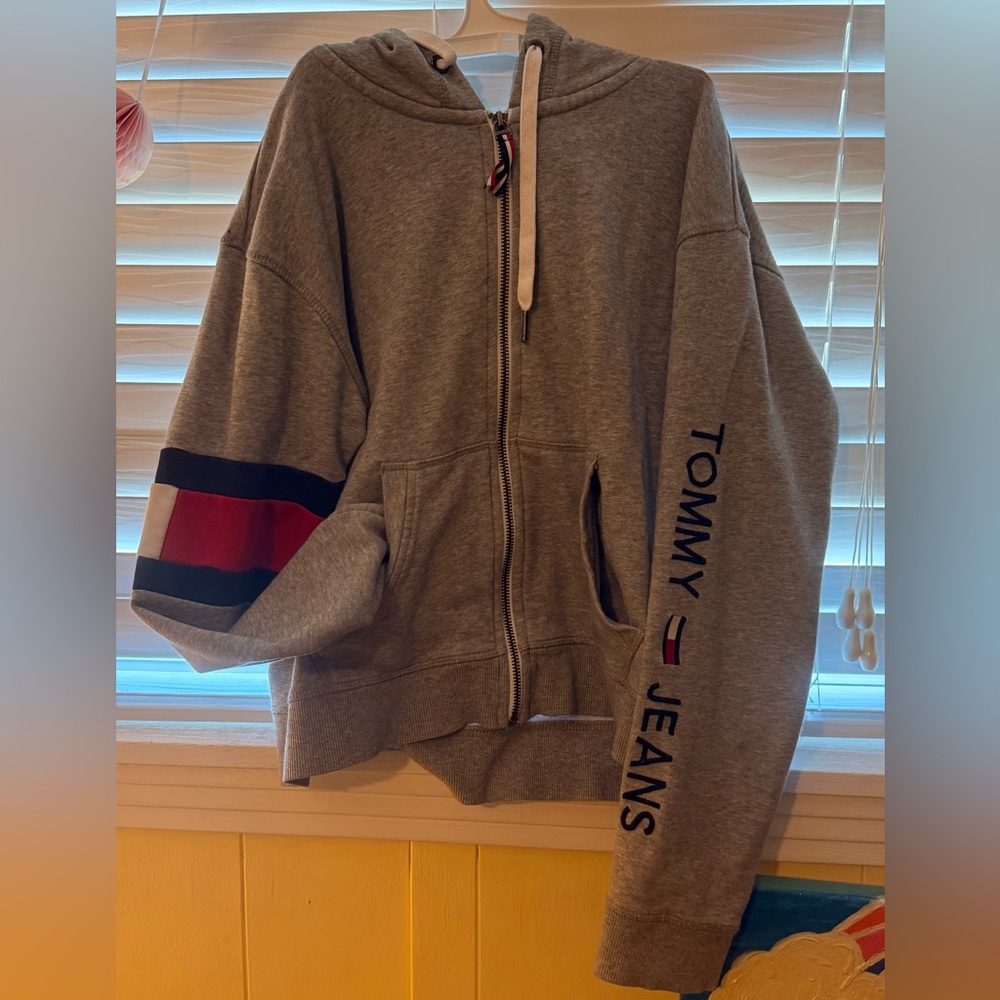 Tommy Hilfiger Gray Hoodie with Red Details